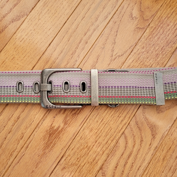 ESPRIT Striped Multicolour Cotton Webbed Casual Belt M/L - Picture 2 of 10